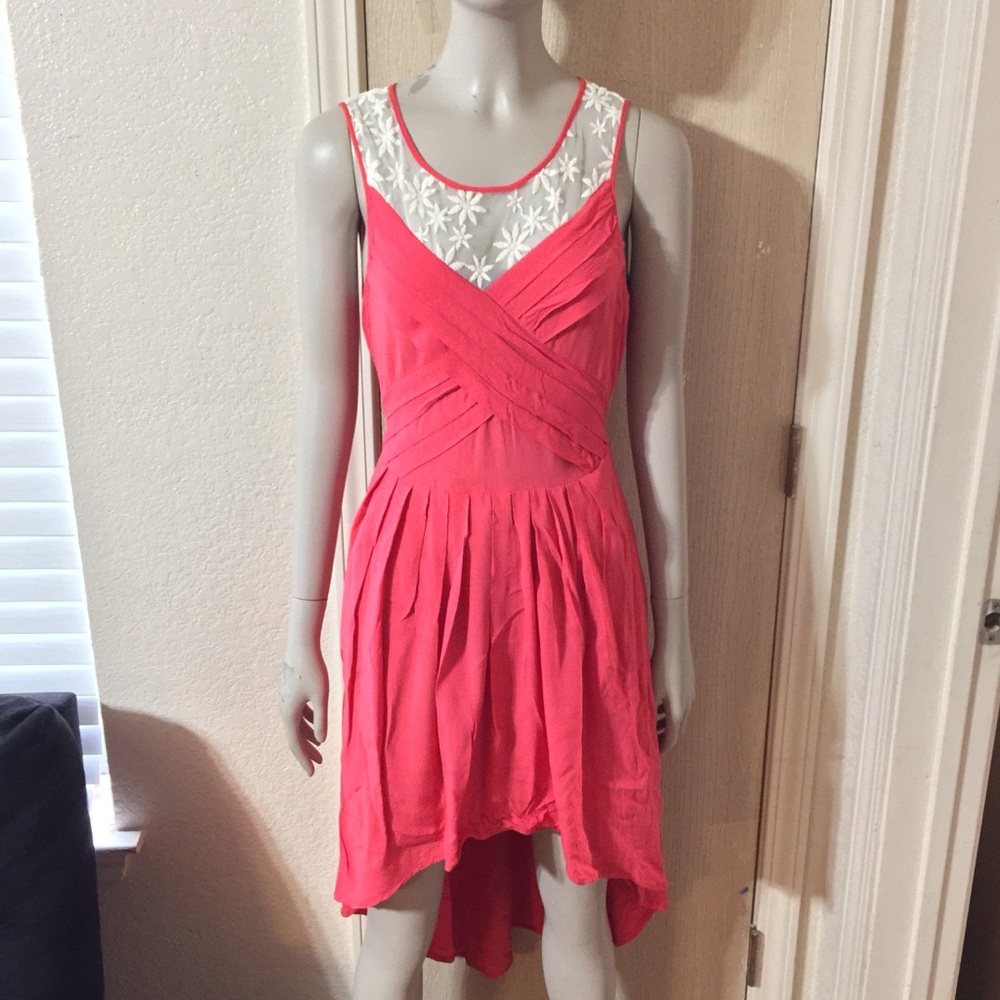 💝Umgee Coral/Pink High Low Lace Dress💝